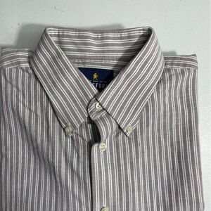 Stafford Men's Casual Button Down Shirt - Brown and White Stripes CB-114